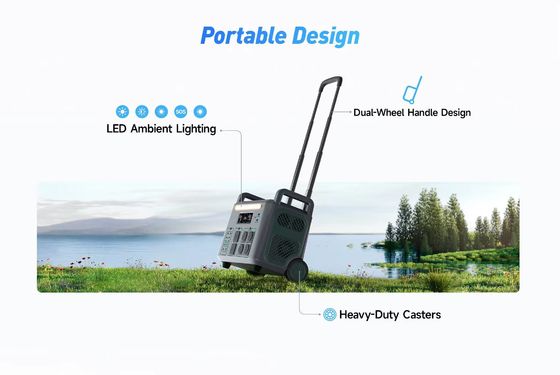 ATZ 3600W φορητό σταθμό ηλεκτρικής ενέργειας ΕΕ Πολλαπλές εξόδους AC και DC 230VAC Δύο τροχούς σχεδιασμός χειριστή